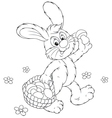 bunny with a basket of mushrooms vector image