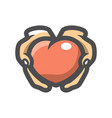 give heart hands icon cartoon vector image