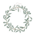 christmas wreath with mistletoe branches vector image vector image