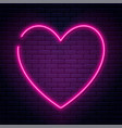neon sign in heart shape glowing heart vector image