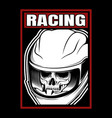 racing skull helmet hand drawing vector image