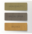 cardboard banner discount sticker set sale vector image vector image