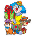 party clown with cute animals vector image vector image