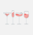 cocktail glasses manhattan champagne wine vector image vector image