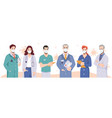 team doctors wearing masks coronavirus disease vector image vector image