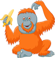 cartoon orangutan eating banana isolated vector image