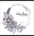 black and white floral frame with bouquets vector image
