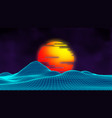 retro landscape blue 3d background vector image vector image