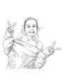 sketch of pretty positive happy teenage girl vector image