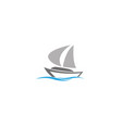 boat sails sea yacht sailing logo design vector image
