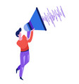sound wave isolated character man with loudspeaker vector image
