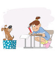 girl doing lessons vector image