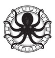 octous on shield hand drawn black and white vector image
