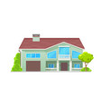 residential two-storey house building with garage vector image vector image