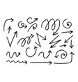 set hand drawn grunge arrows and design vector image