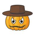 angry orange pumpkin for halloween vector image