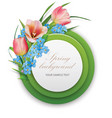 spring background round template with bouquet vector image