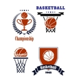 basketball sporting symbols or logos vector image