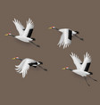 set japanese crane birds flying vector image vector image