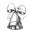 bell with bow hand drawn vector image