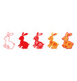 sitting rabbit flat line paper cuts for chinese vector image