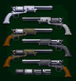 graphic detailed old revolvers big set vector image vector image