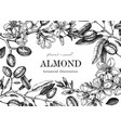 almond blossom frame design in engraved style vector image vector image