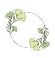 ginkgo tree and leaf circle floral ornament vector image vector image