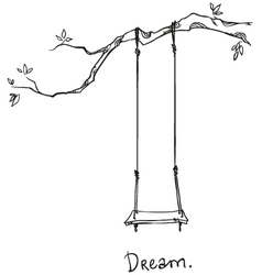 Tree with a swing Royalty Free Vector Image - VectorStock