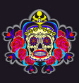 woman sugar skull with floral ornaments poster vector image