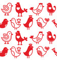 folk art birds seamless pattern vector image