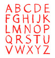 hand-drawn red lipstick alphabet calligraphy font vector image
