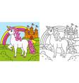 cute unicorn magic fairy horse coloring book page vector image