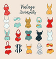 set of 17 cute stylish hand drawn swimsuits vector image vector image