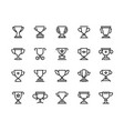 trophy cup line icons competition prize and sport vector image