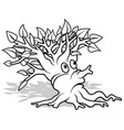 drawing of a small deciduous tree with face vector image vector image
