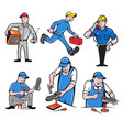 repairman mascot cartoon set vector image vector image