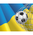 soccer goal and ukraine flag vector image vector image