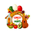 cinco de mayo mexican holiday food and decorations vector image vector image