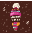 merry christmas - warm knitted hat with lettering vector image