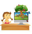 insect cartoon fairy on computer background vector image vector image
