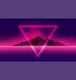retro 80s background with neon triangle vector image