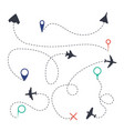 air path set aeroplane line traces with fly vector image vector image