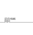 50 years anniversary or birthday linear outline vector image