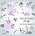 birthday party doodle background card vector image vector image