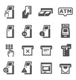 cash dispenser atm black and white icons set vector image