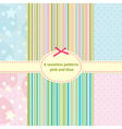set of seamless pattern blue and pink vector image