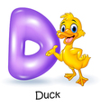 Cartoon of D letter for Duck Royalty Free Vector Image