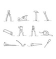 one line construction tools hand drawn hammer vector image vector image