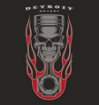 skull piston biker emblem vector image